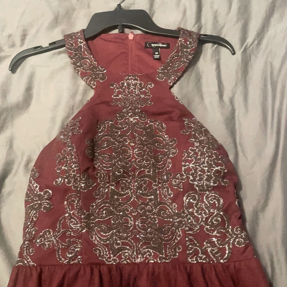 Bridesmaid dress burgundy beaded